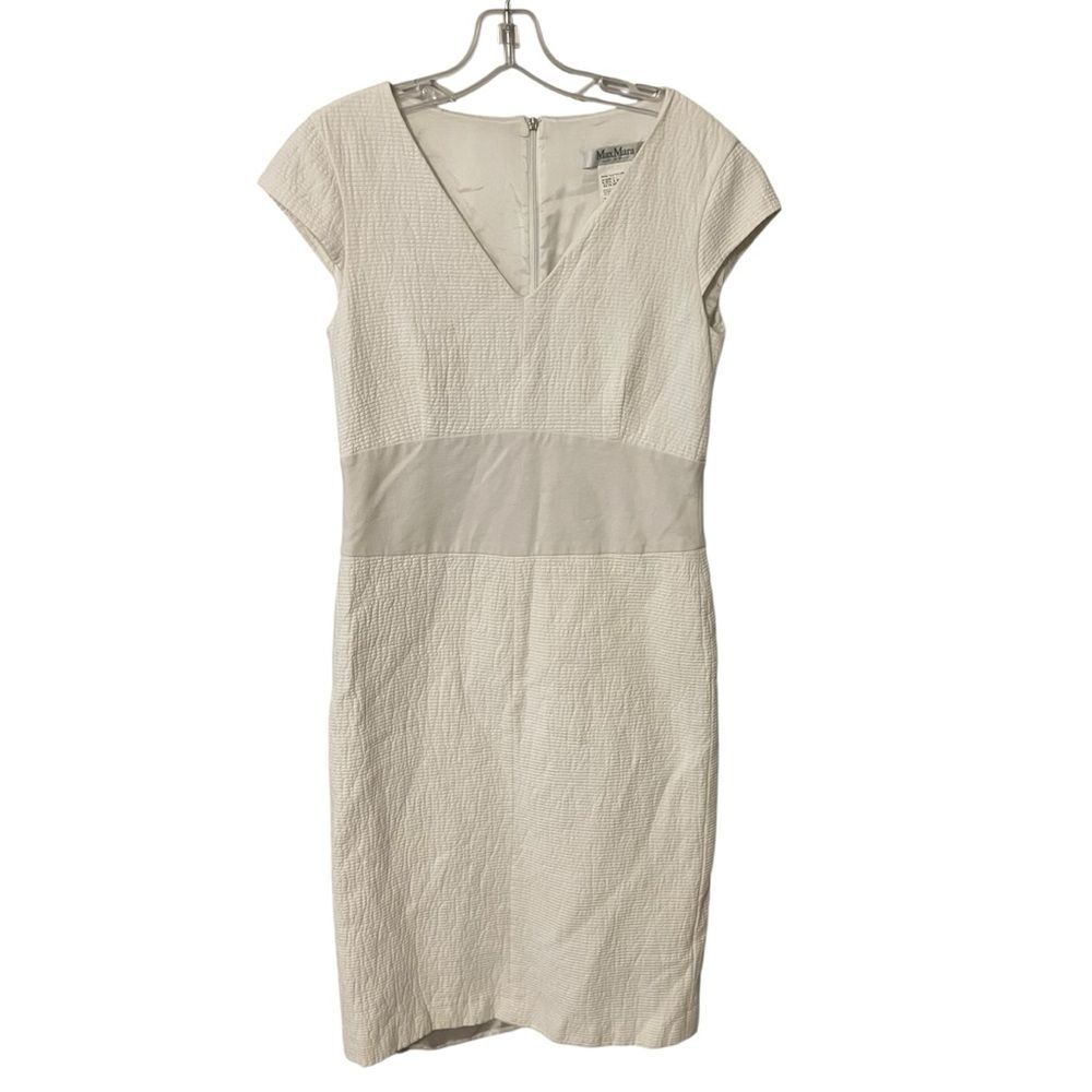 MaxMara White Cap Sleeve Sheath Dress US 14 Minimalist Quiet Luxury Old Money